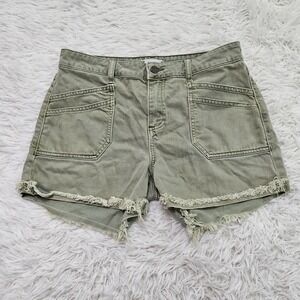 Paige‎ Army Green Fray Hem Patch Pocket Casual High Rise Denim Shorts Sz 29